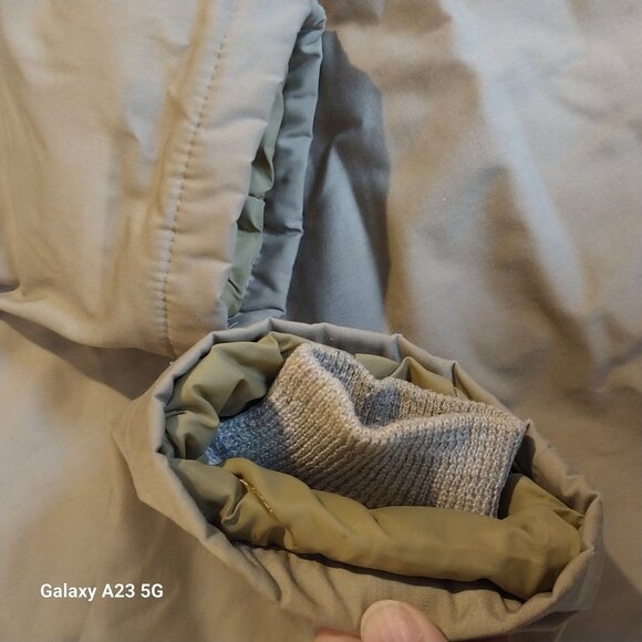 Field & Stream Mens Khaki Quilted Jacket Size 44 With Corduroy Collar Barn Coat - Picture 6 of 7